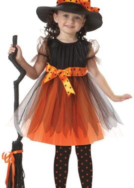 תחפושת המכשפה הכתומה לילדות L15287