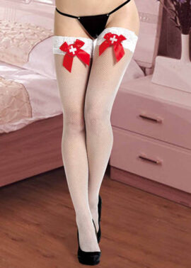 גרבוני ירך לבנים עם פפיון L92232