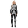 עצם לבן מפחיד 3D דיגיטלי מודפס Unitard שלד גבוה צווארון בגד גוף ליל כל הקדושים תחפושת N21395 2
