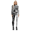 גולגולת מפחידה 3D מודפס דיגיטלי Unitard שלד עם צוואר גבוה בגד גוף ליל כל הקדושים קוספליי תחפושת N21394 1